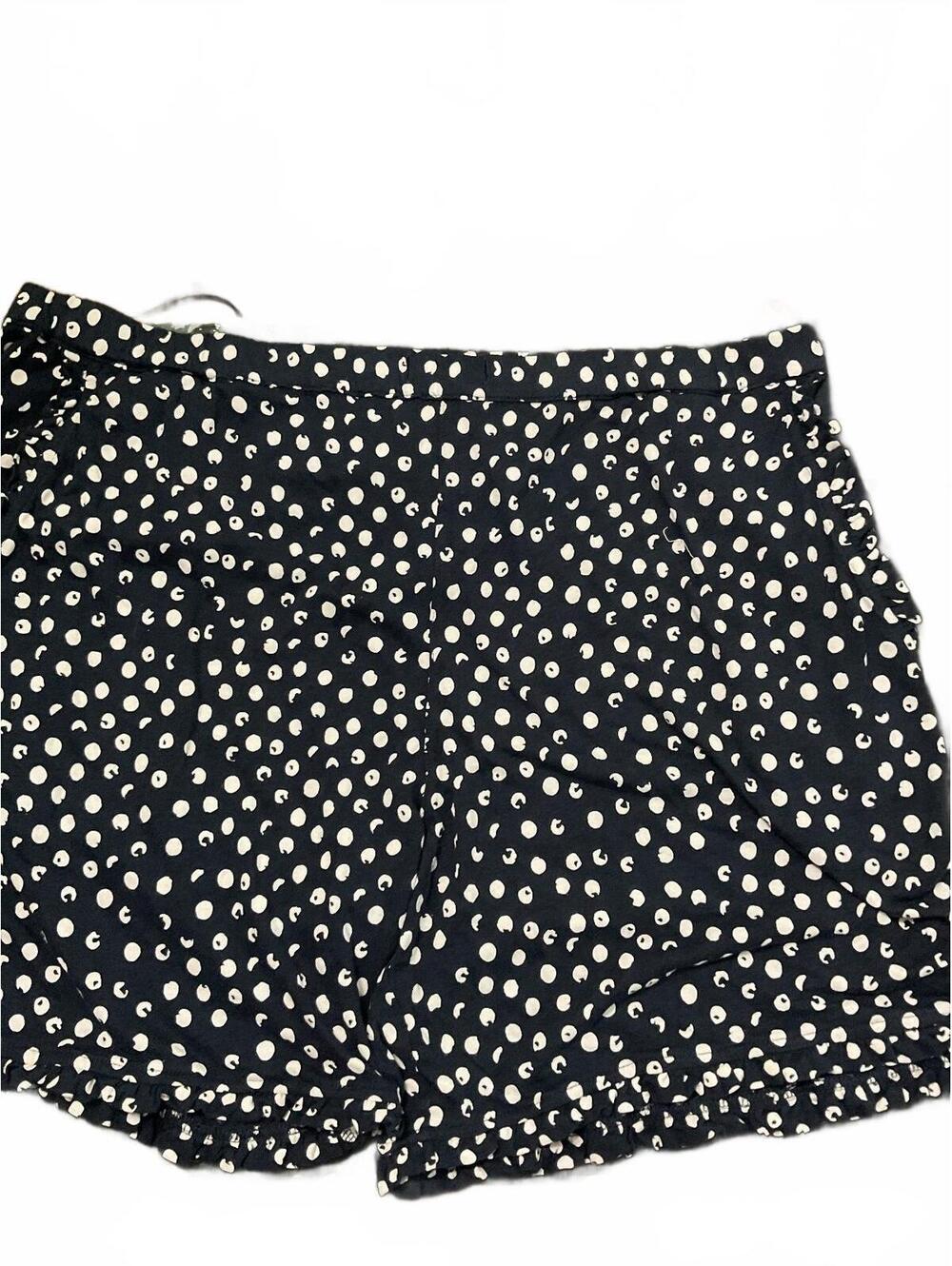 Soft Surroundings Navy Blue and White Polka Dot Shorts with Ruffle Trim XL